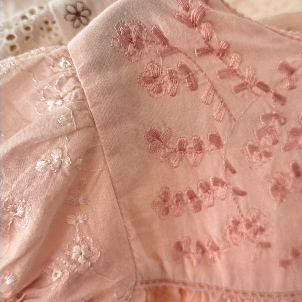 Zara Girls Pink and Cream Embroidered Dresses - Picture 12 of 16